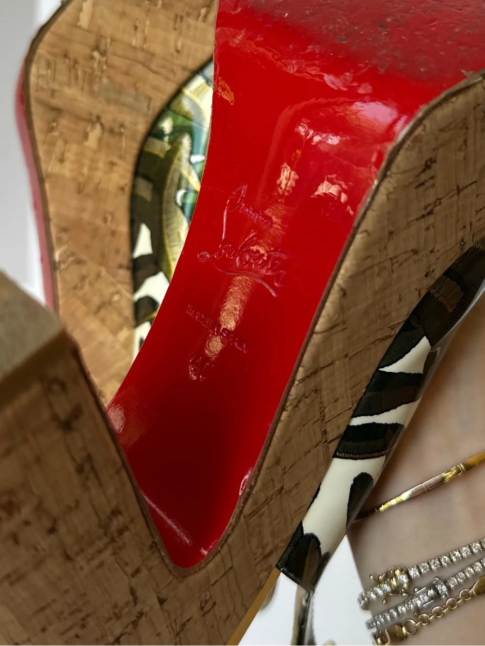 Christian Louboutin Donna Anna 120mm Palm Leaf  printed platform slingbacks